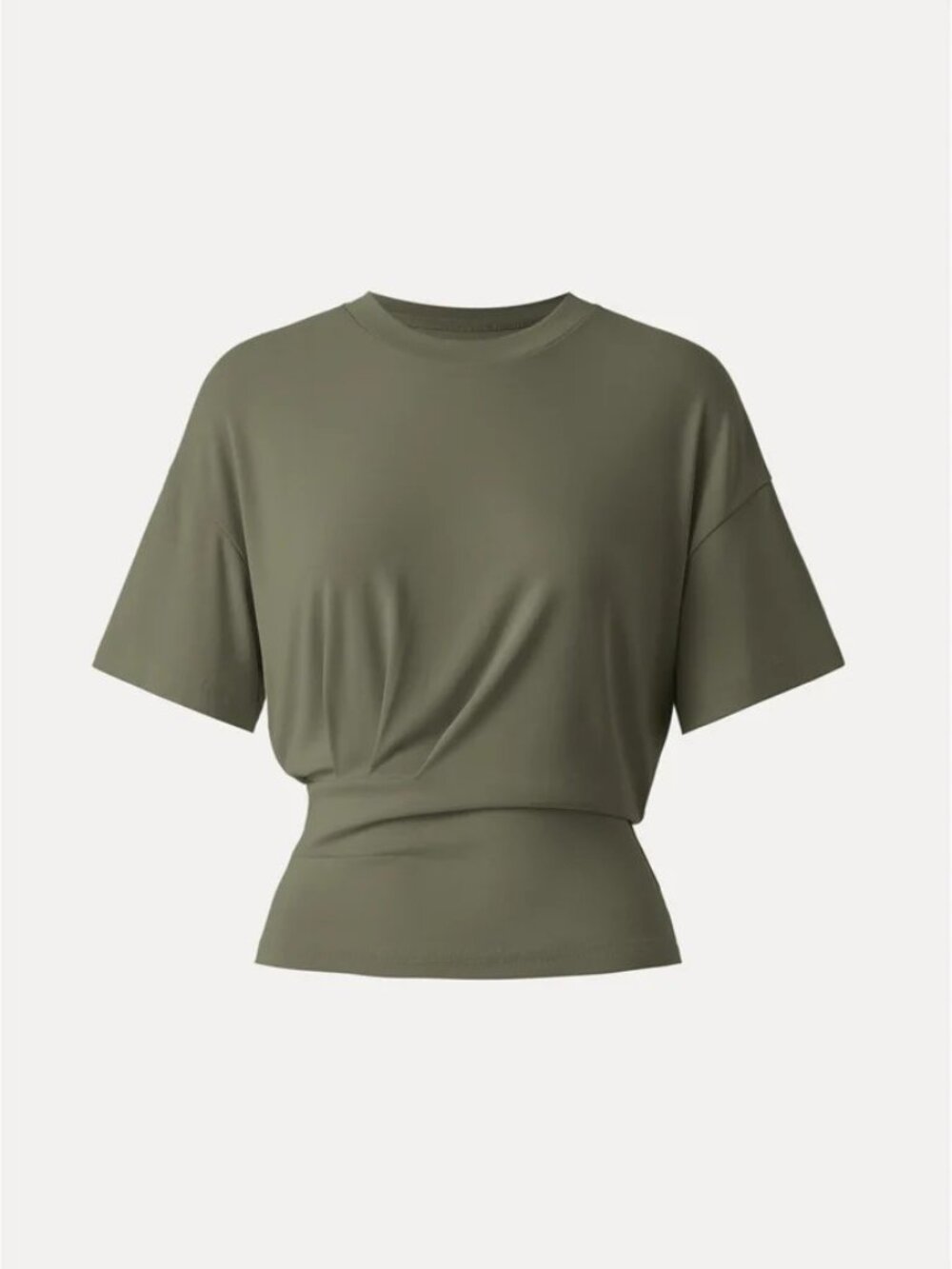 Crewneck Short Sleeve Tucked Tee - Olive